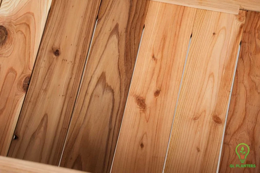Natural red cedar wood texture used for raised garden beds