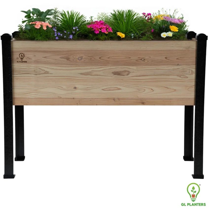 44x18 cedar raised garden bed elevated planter for vegetables and herbs