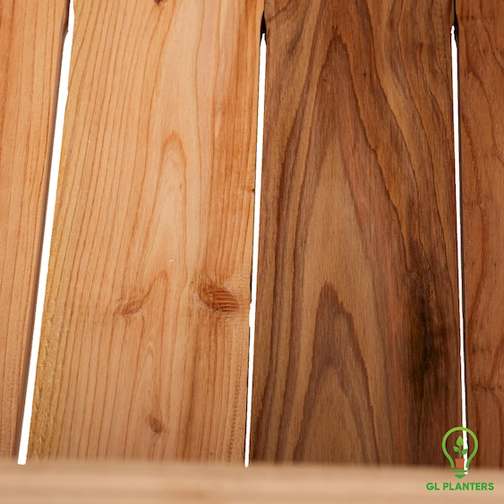Cedar planter drainage and airflow design that eliminates the need for a liner