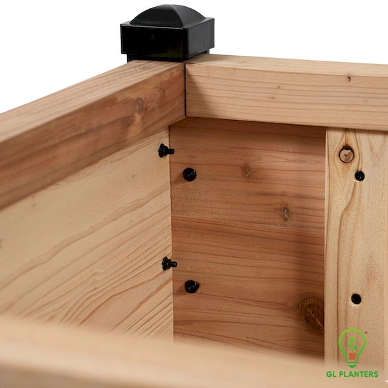 Reinforced trim and tight joinery used to strengthen GL Planters cedar planter box walls